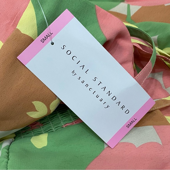 SOCIAL STANDARD by Sanctuary Smocked Back in Fiesta Floral Summer Dress Size S - Picture 11 of 16